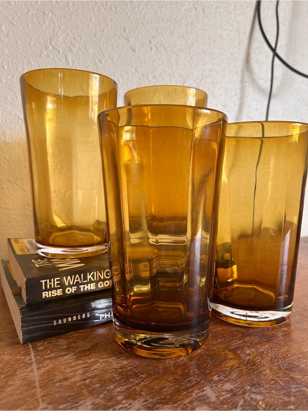 Amber Glass Tumbler Set of 4 — Classic Amber Drinkware vintage fall colors amber